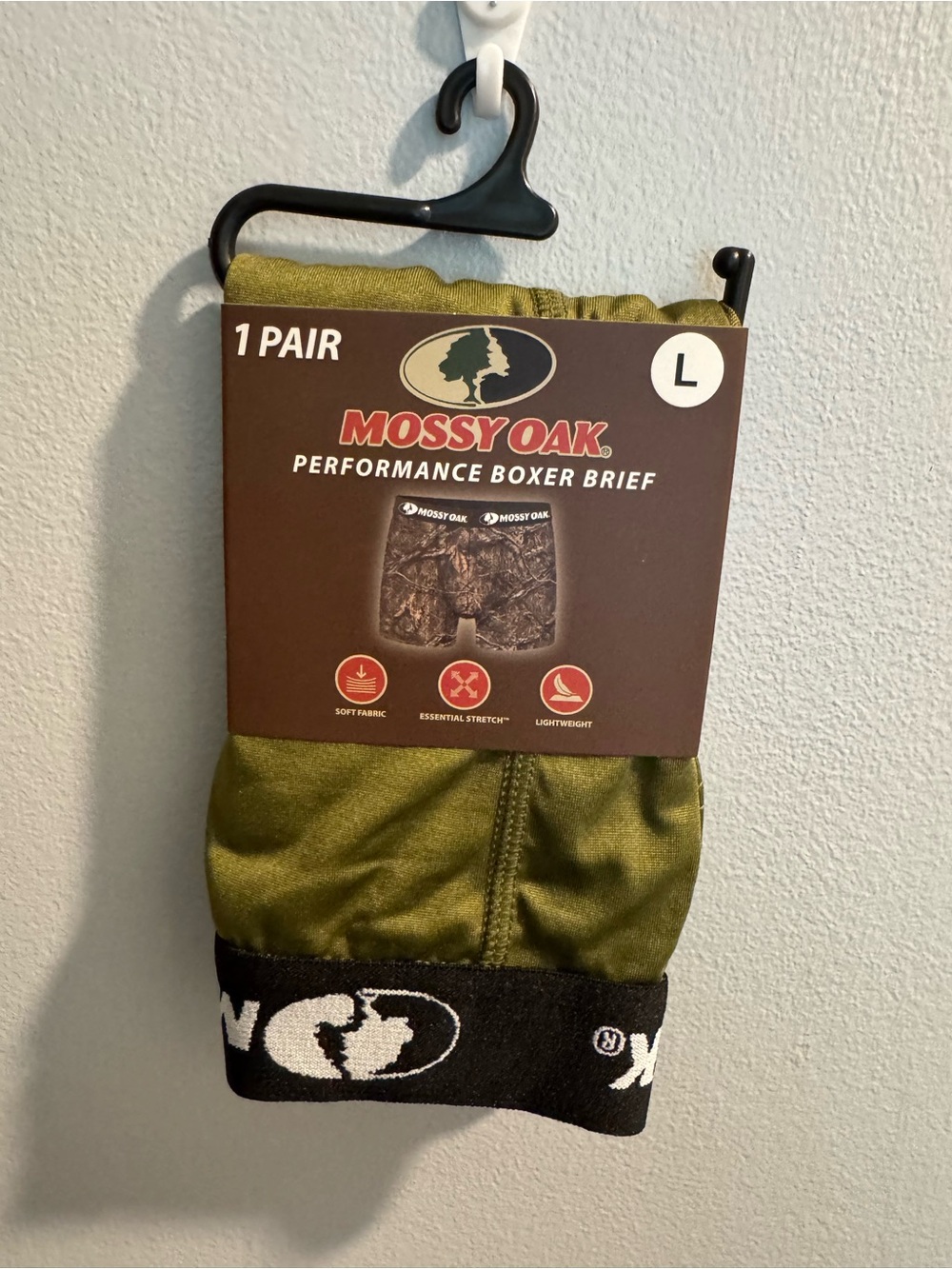 Mossy Oak Olive Performance Boxer Briefs w/ Black Logo Waistband new size large